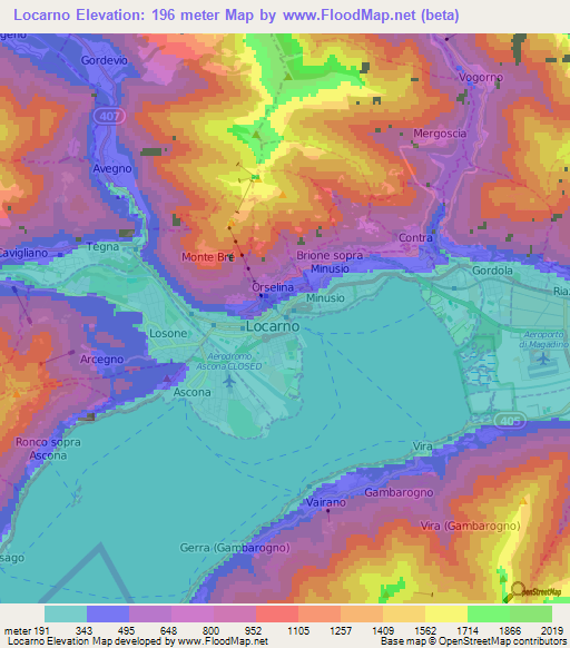 Locarno,Switzerland Elevation Map