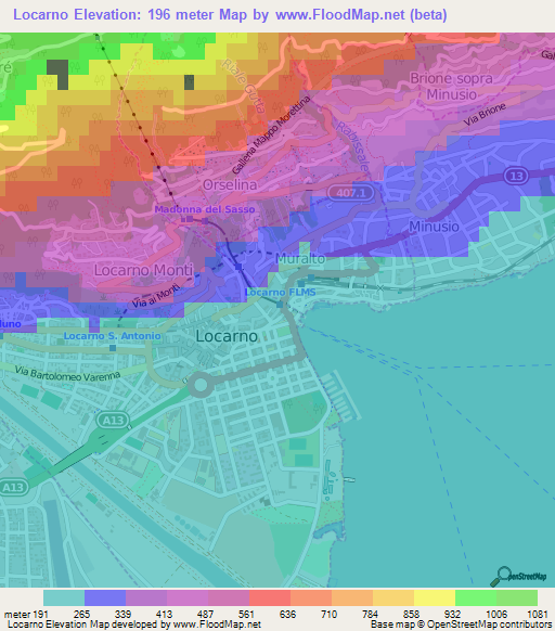 Locarno,Switzerland Elevation Map