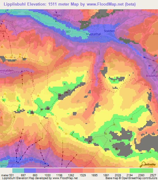 Lipplisbuhl,Switzerland Elevation Map