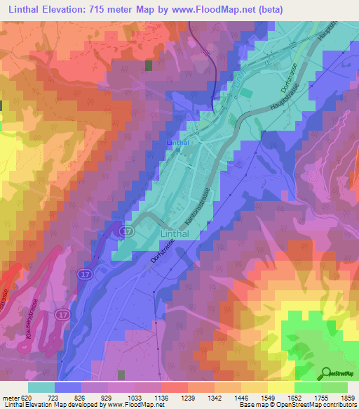 Linthal,Switzerland Elevation Map