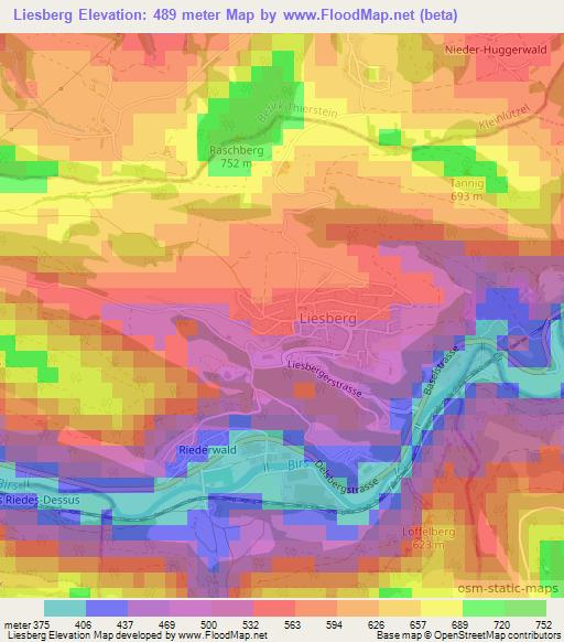 Liesberg,Switzerland Elevation Map