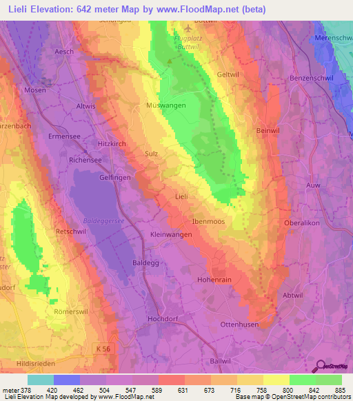 Lieli,Switzerland Elevation Map