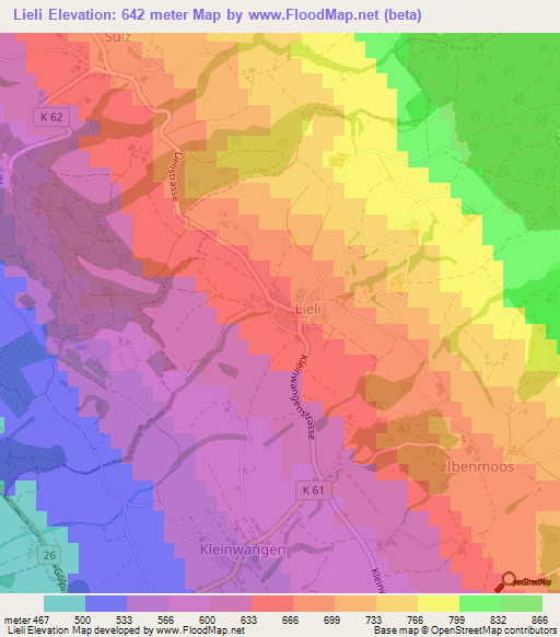 Lieli,Switzerland Elevation Map