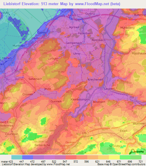 Liebistorf,Switzerland Elevation Map