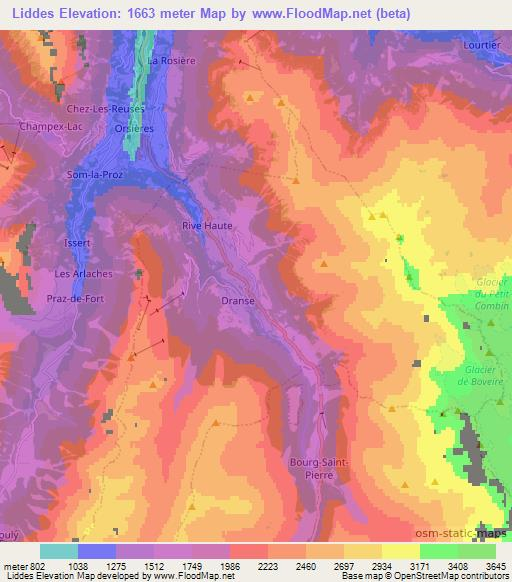 Liddes,Switzerland Elevation Map