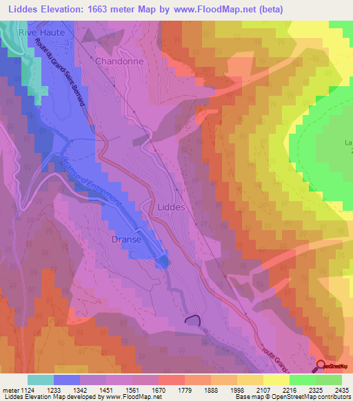 Liddes,Switzerland Elevation Map