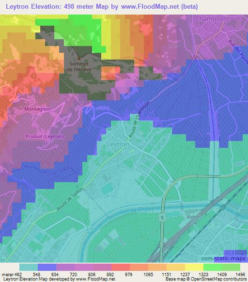 Leytron,Switzerland Elevation Map