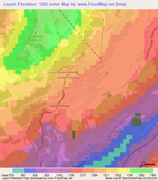 Leysin,Switzerland Elevation Map