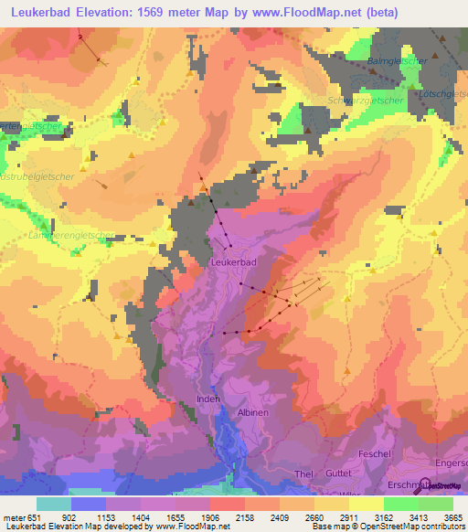 Leukerbad,Switzerland Elevation Map