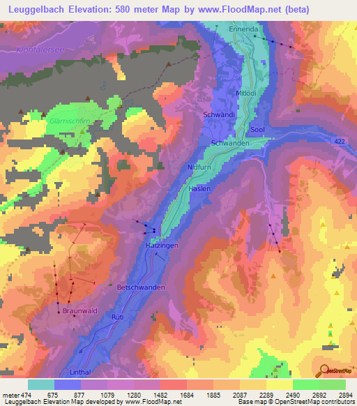 Leuggelbach,Switzerland Elevation Map