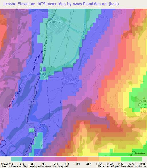 Lessoc,Switzerland Elevation Map