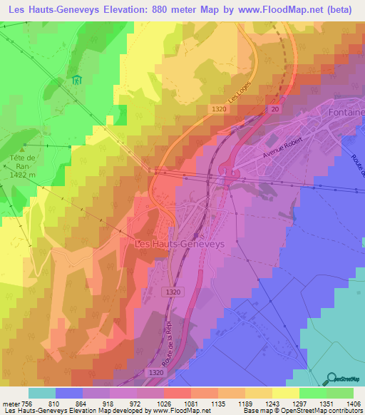 Les Hauts-Geneveys,Switzerland Elevation Map