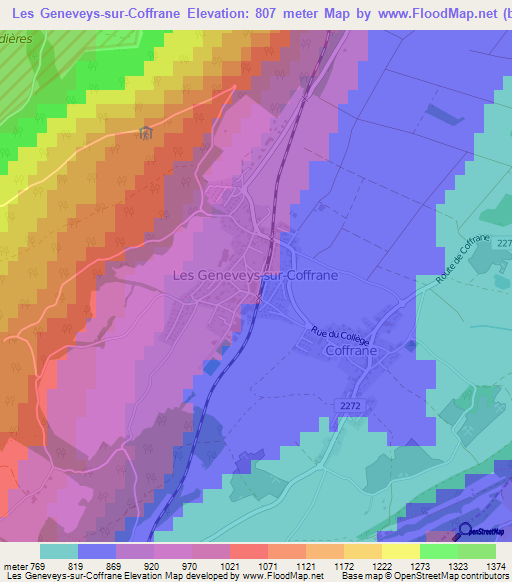 Les Geneveys-sur-Coffrane,Switzerland Elevation Map