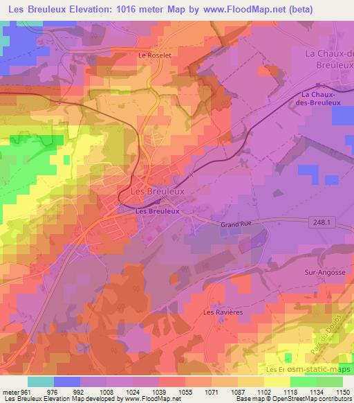 Les Breuleux,Switzerland Elevation Map