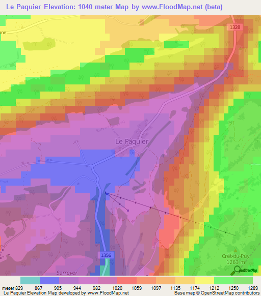 Le Paquier,Switzerland Elevation Map