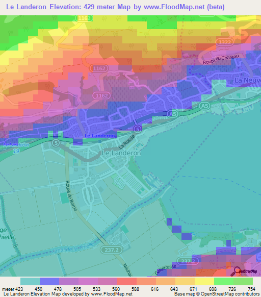 Le Landeron,Switzerland Elevation Map