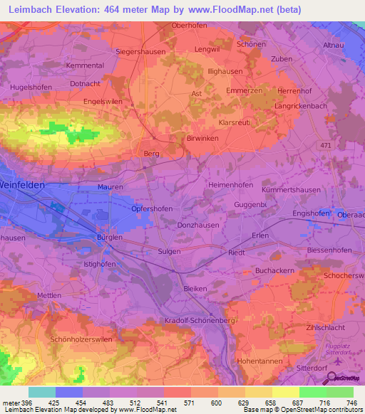 Leimbach,Switzerland Elevation Map