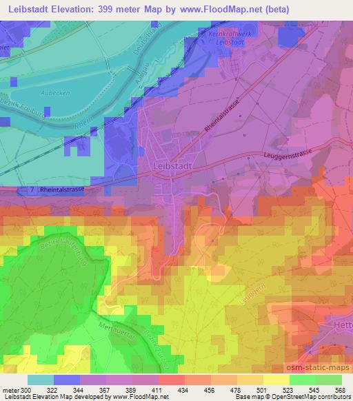 Leibstadt,Switzerland Elevation Map