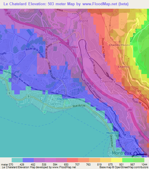 Le Chatelard,Switzerland Elevation Map