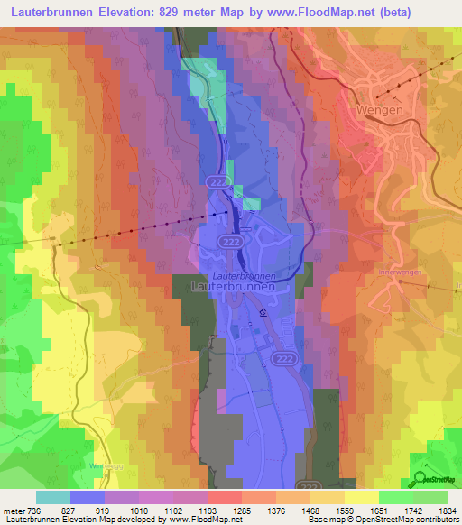 Lauterbrunnen,Switzerland Elevation Map