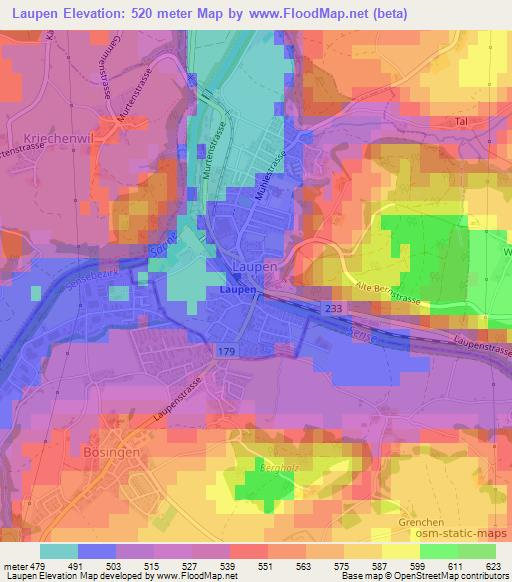 Laupen,Switzerland Elevation Map