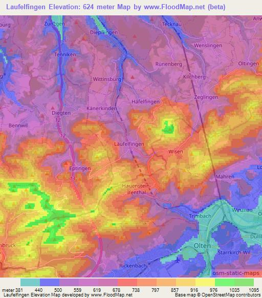 Laufelfingen,Switzerland Elevation Map