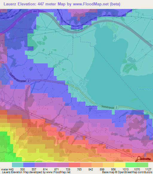 Lauerz,Switzerland Elevation Map