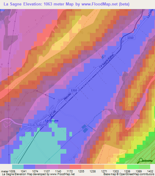 La Sagne,Switzerland Elevation Map
