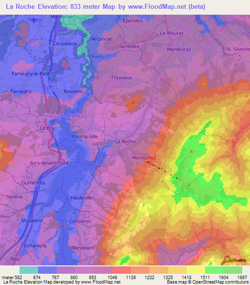 La Roche,Switzerland Elevation Map