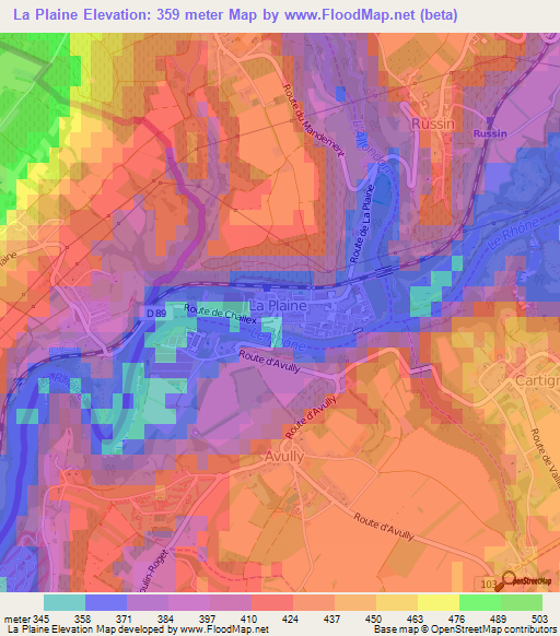 La Plaine,Switzerland Elevation Map