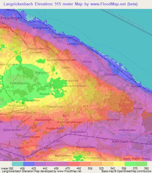 Langrickenbach,Switzerland Elevation Map