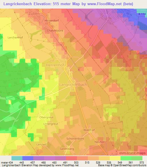 Langrickenbach,Switzerland Elevation Map