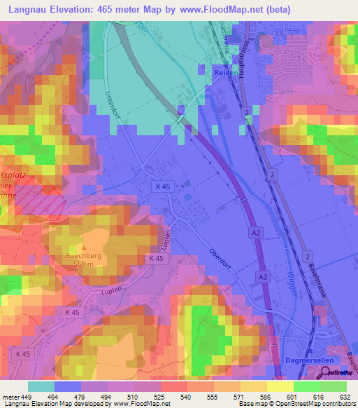 Langnau,Switzerland Elevation Map