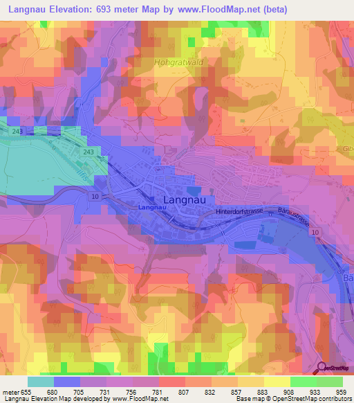 Langnau,Switzerland Elevation Map