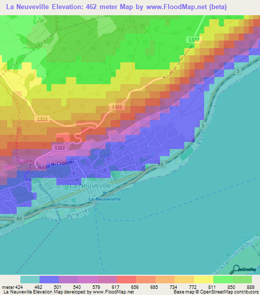 La Neuveville,Switzerland Elevation Map