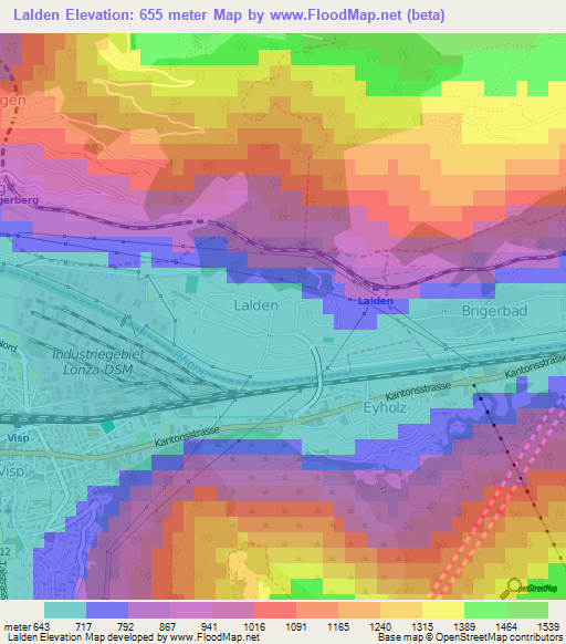 Lalden,Switzerland Elevation Map