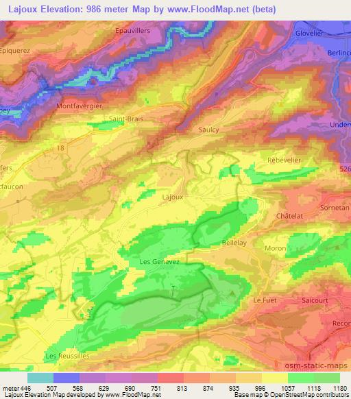 Lajoux,Switzerland Elevation Map