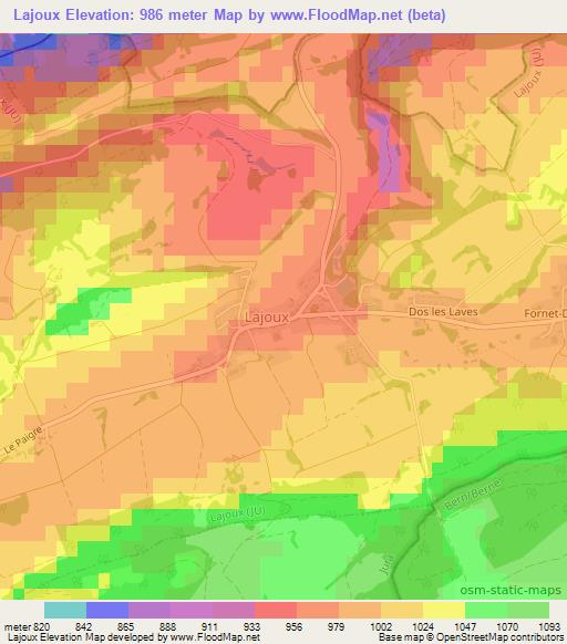 Lajoux,Switzerland Elevation Map