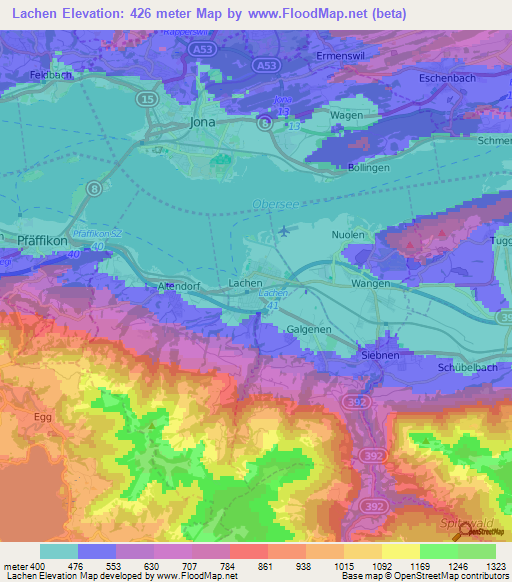 Lachen,Switzerland Elevation Map