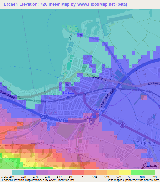 Lachen,Switzerland Elevation Map