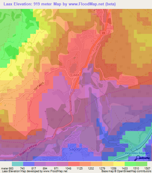 Laax,Switzerland Elevation Map