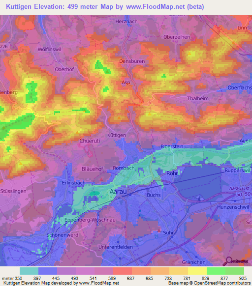 Kuttigen,Switzerland Elevation Map