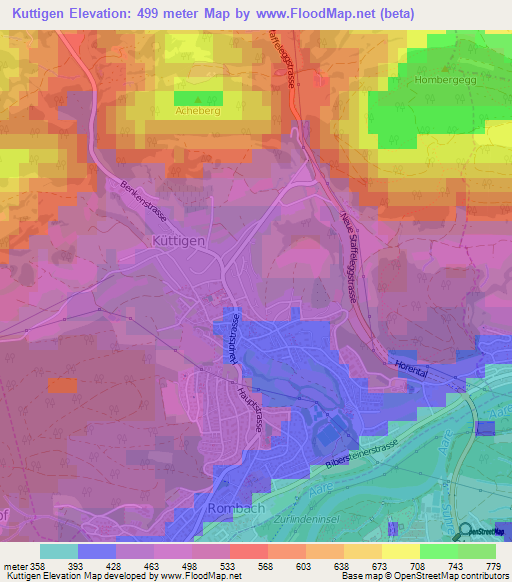 Kuttigen,Switzerland Elevation Map