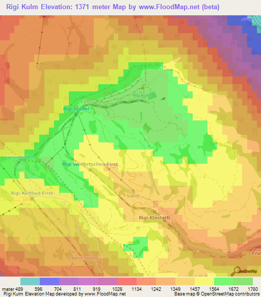 Rigi Kulm,Switzerland Elevation Map