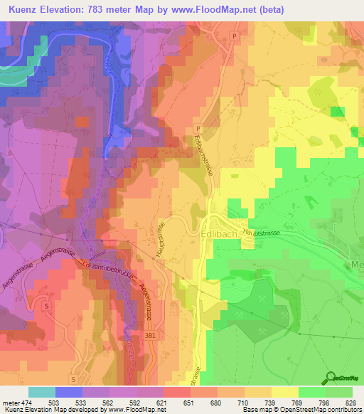 Kuenz,Switzerland Elevation Map