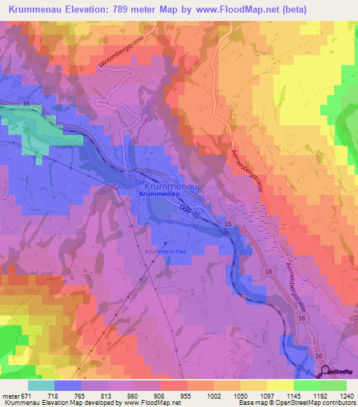 Krummenau,Switzerland Elevation Map