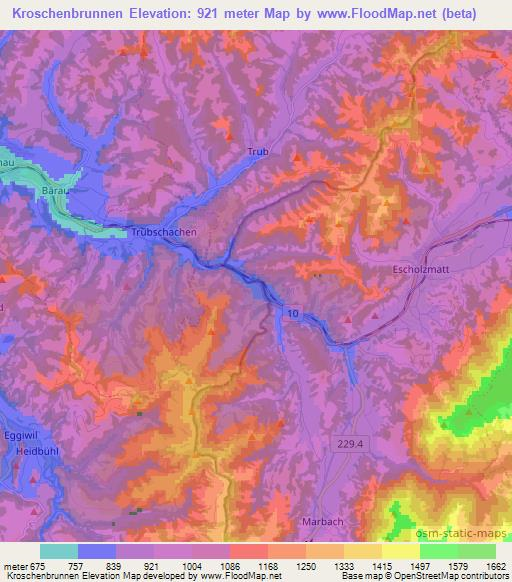 Kroschenbrunnen,Switzerland Elevation Map