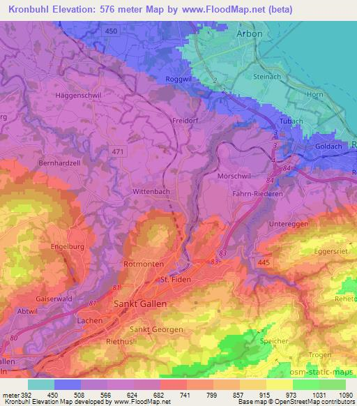 Kronbuhl,Switzerland Elevation Map