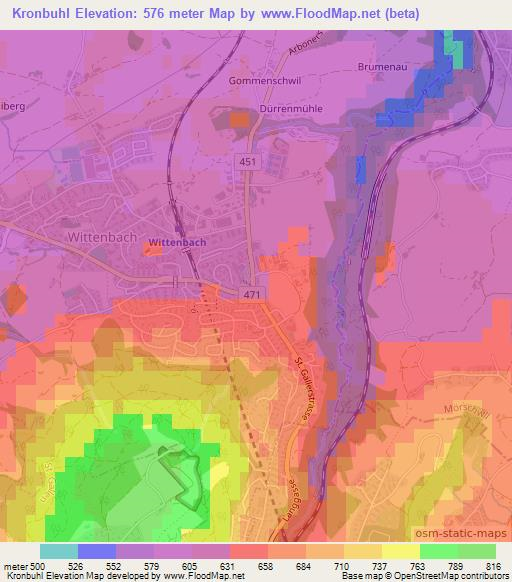 Kronbuhl,Switzerland Elevation Map