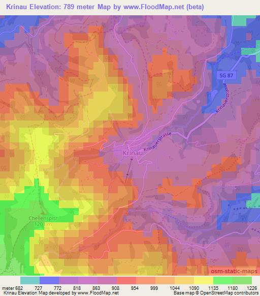 Krinau,Switzerland Elevation Map